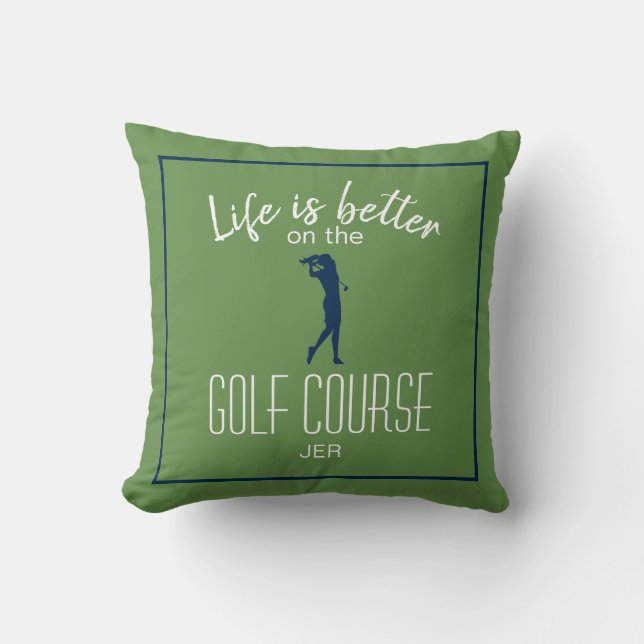 Almofada Dama Campo de Golfe Cotação Verde Monogramada (Frente)