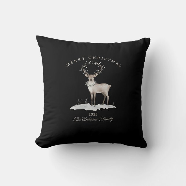 Almofada Dama de Natal de renas brancas de creme personaliz (Frente)