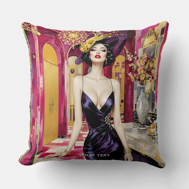 Almofada Dama Fantasia Fofa Art Déco (Frente)