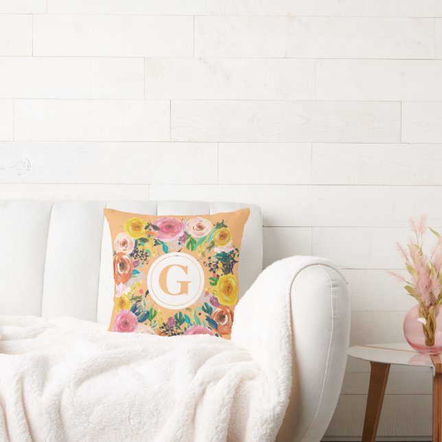 Almofada Damas - Letra Travesseiro Floral Wreath Cushion (Sofá)