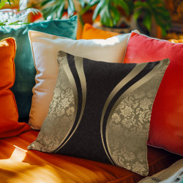 Almofada Damáscaras Dinâmicas Pretas e Douradas