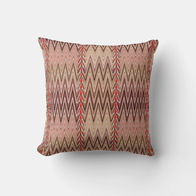 Almofada Damasceno Etno Chevron, Bege Taupe e Bege (Frente)