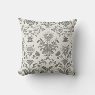 Almofada Damasceno Floral Branco Vitoriano Vintage