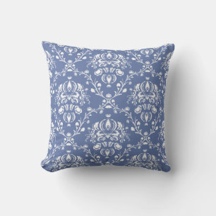 Almofada Damasco Azul e Branco
