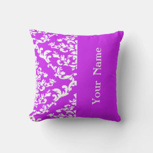 Almofada Damasco corajoso roxo com nome @ Emporiomoffa