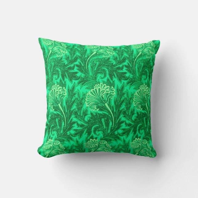 Almofada Damasco de Flor Jacobino, Esmeralda e Verde Lima (Frente)