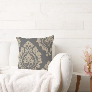 Almofada Damasco Decorativo Arte I Creme na Cinza