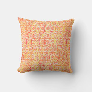 Almofada Damasco do Arabesque - amarelo da laranja e do
