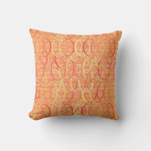 Almofada Damasco do Arabesque - brandamente laranja e coral
