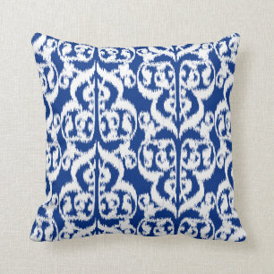 Almofada Damasco do Moorish de Ikat - azuis cobaltos e