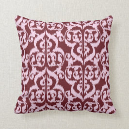 Almofada Damasco do Moorish de Ikat - Borgonha e rosa