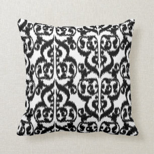 Almofada Damasco do Moorish de Ikat - preto e branco