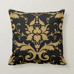 Almofada Damasco Dourado do vintage moderno elegante no