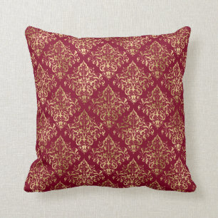 Almofada Damasco Dourado Elegante No Travesseiro decorativo