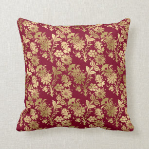 Almofada Damasco Dourado Elegante No Travesseiro decorativo