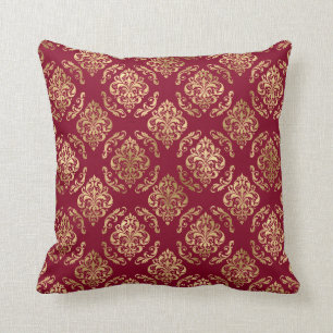 Almofada Damasco Dourado Elegante No Travesseiro decorativo