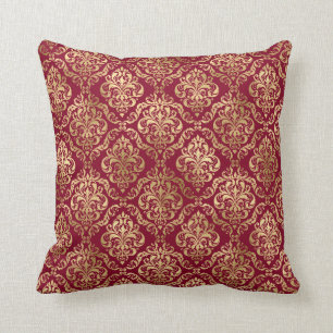 Almofada Damasco Dourado Elegante No Travesseiro decorativo