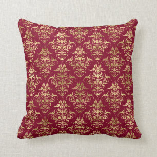 Almofada Damasco Dourado Elegante No Travesseiro decorativo