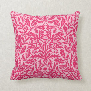 Almofada Damasco floral de Nouveau da arte, rosa fúcsia