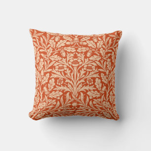 Almofada Damasco floral de Nouveau da arte, tanjerina clara