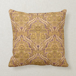 Almofada Damasco floral do Victorian roxo e Dourado