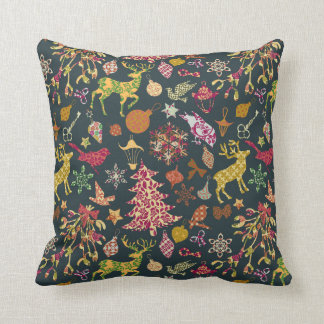 Almofada Damasco floral dos retalhos festivos coloridos