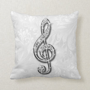 Almofada Damasco floral impresso da nota da música do