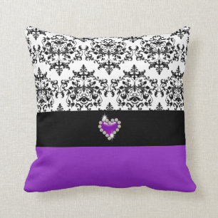 Almofada Damasco preto roxo elegante