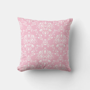 Almofada Damasco Rosa e Branco