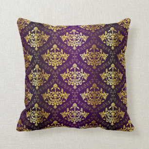 Almofada Damasco roxo e Dourado