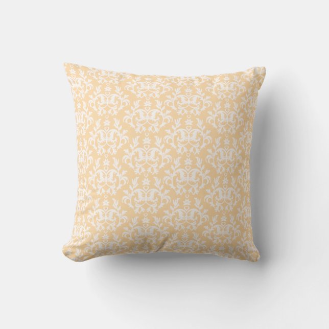 Almofada Damask Kangaroo Paws travesseiro de ouro e creme (Frente)