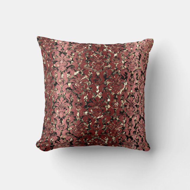 Almofada Damask Royal Sepia Dourada Maroon Burgundy (Frente)