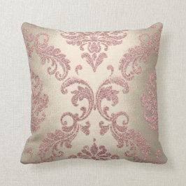 Almofada Damask Sepia Pink Blush Pastel Rosa Algodão Velvet