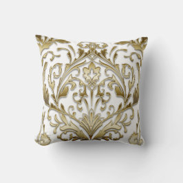 Almofada Damask White e Gold Flor Vintage elegant
