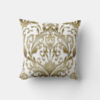 Almofada Damask White e Gold Flor Vintage elegant