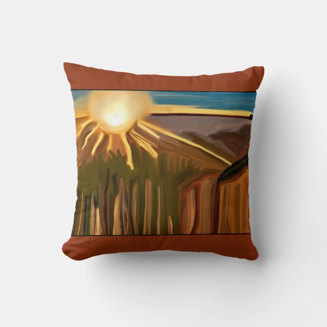 Almofada Dança da Arte Abstrato dos Cactos (Frente)