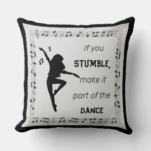 Almofada Dança inspiradora notas musicais em preto