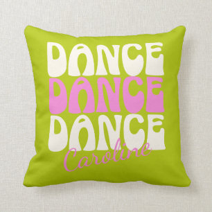 Almofada Dance Retro Typografia Rosa e Verde Personalizada
