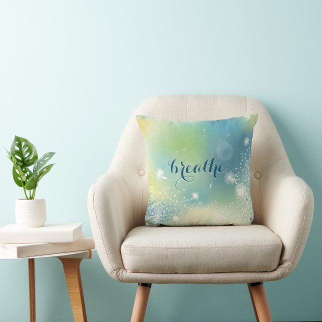 Almofada Dandeliões Brancos Turquesa Azul Elegante (Cadeira)