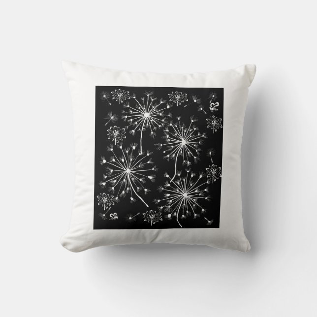 Almofada Dandelion, Flores Selvagens e Abelhas de Mel (Frente)