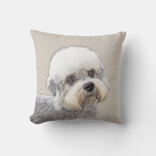 Almofada Dandie Dinmont Terrier pintando pintura original d