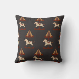 Almofada Dark Carousel Horse Pattern Throw Pillow