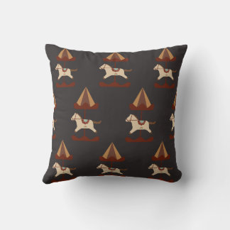 Almofada Dark Carousel Horse Pattern Throw Pillow