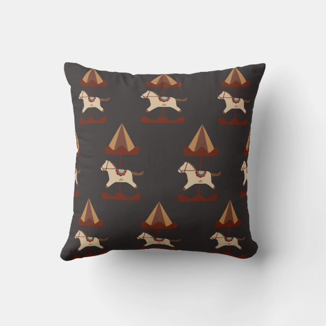 Almofada Dark Carousel Horse Pattern Throw Pillow (Verso)