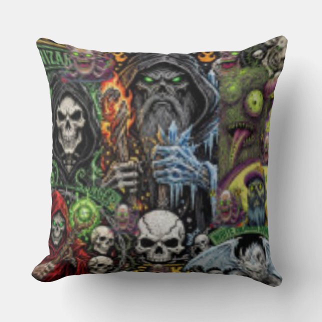 Almofada Dark Fantasy Horror Collage Throw Pillow | Sorcere (Frente)