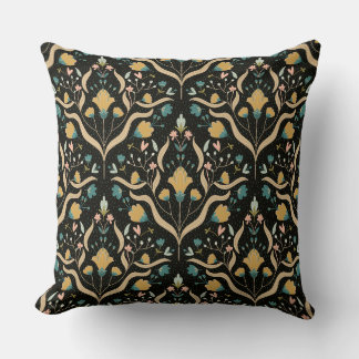 Almofada Dark floral folk pattern throw pillow