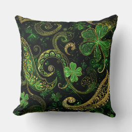 ALMOFADA DARK GREEN & GOLD IRISH THEMED GLITTER LOOK 