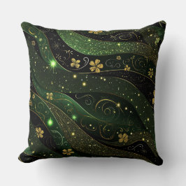 ALMOFADA DARK GREEN & GOLD IRISH THEMED GLITTER LOOK 