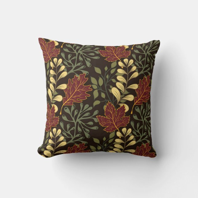 Almofada Dark red maple leaves floral pattern (Frente)