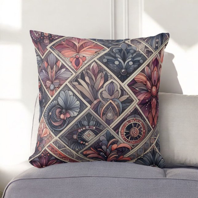 Almofada Dark Romance Boho Watercolor Floral Primavera Summ (Criador carregado)